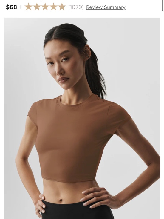 ALO Yoga Tops - Alosoft Crop Finesse Short Sleeve - Sun Kissed Brown